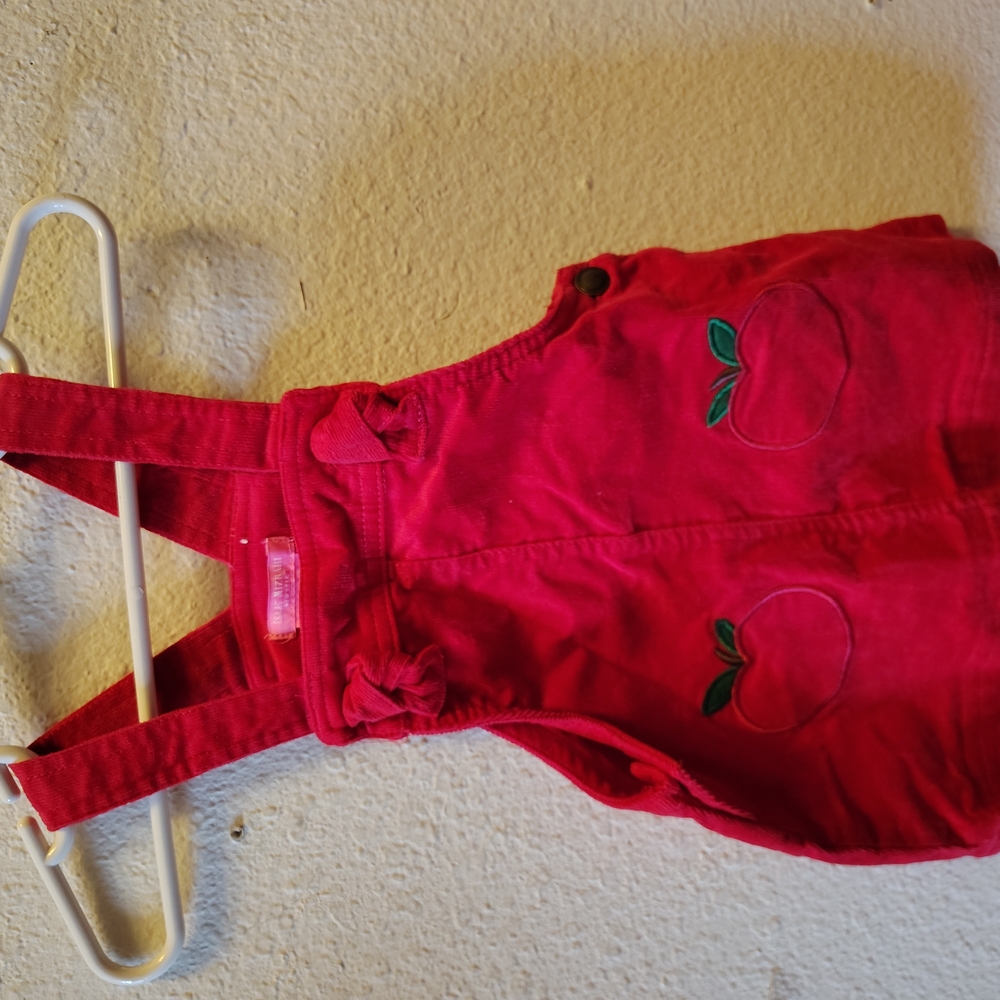 Red Kids Overalls with Apple Design